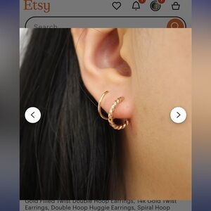 Gold Twisted Hoop Huggie Earrings - Women Jewelry